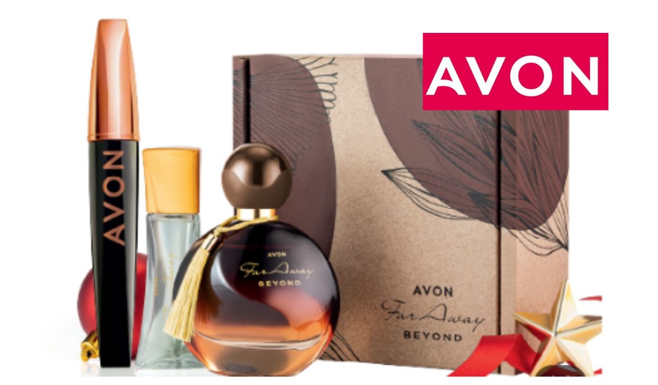 Productos y logo de Avon