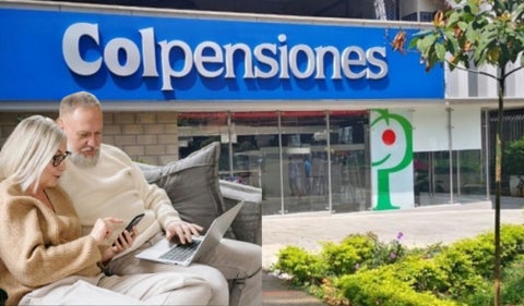 Colpensiones y una pareja mayor con un computador