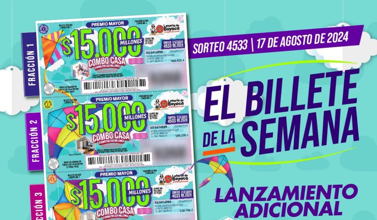 Lotería de Boyacá, 17 de agosto de 2024