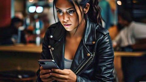 Mujer revisando el ceular