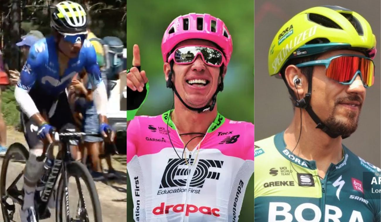 Nairo Quintana, Rigoberto Urán y Daniel Felipe Martínez