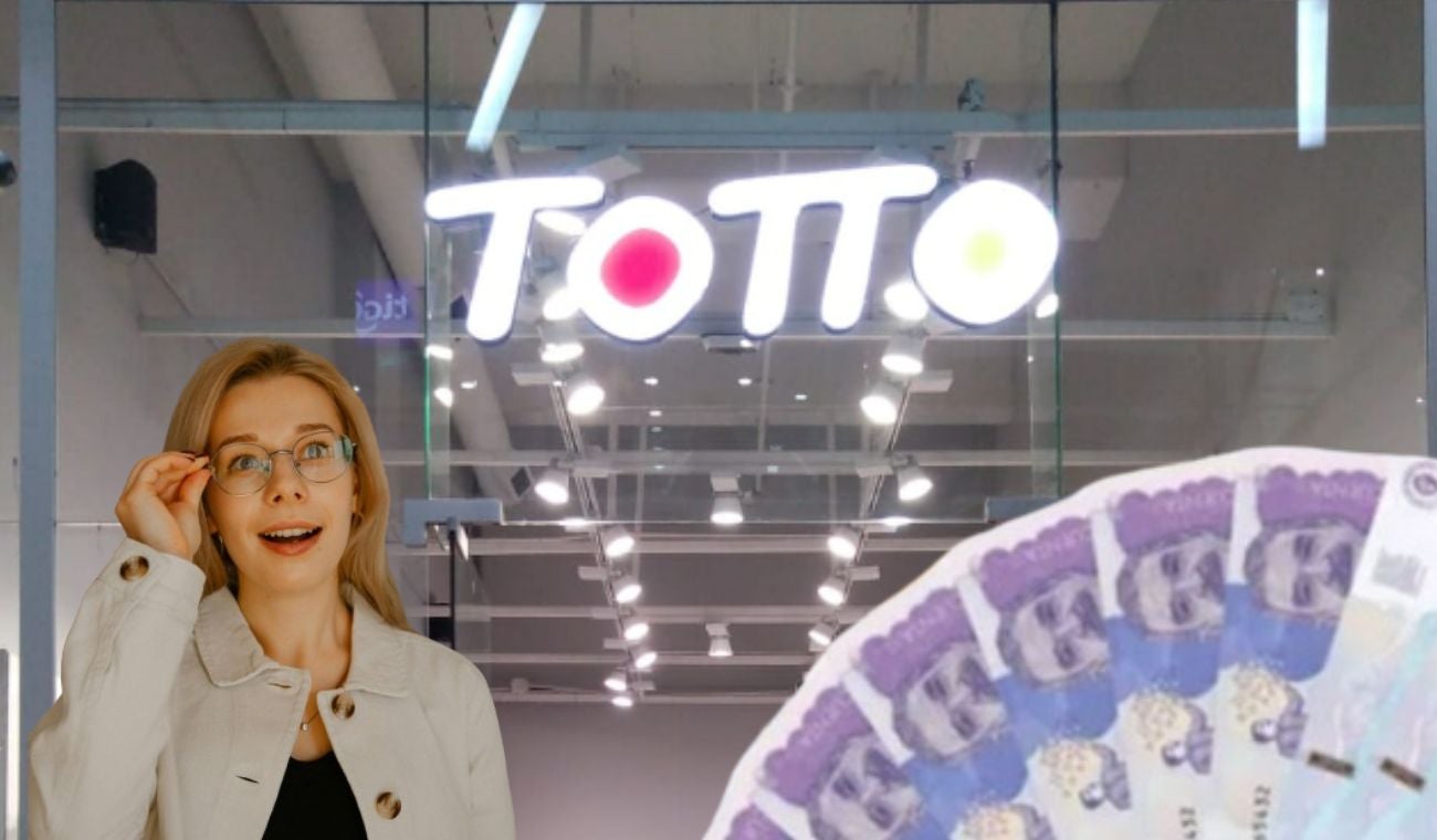 Almacén de Totto , mujer sorprendida y billetes
