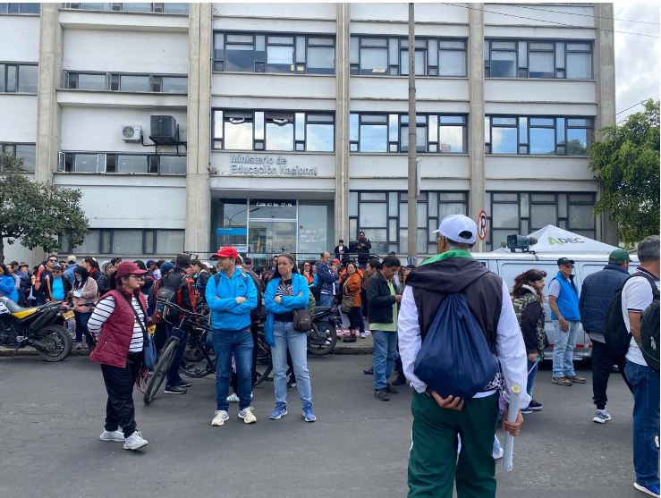 Protestas de maestros en Bogotá.