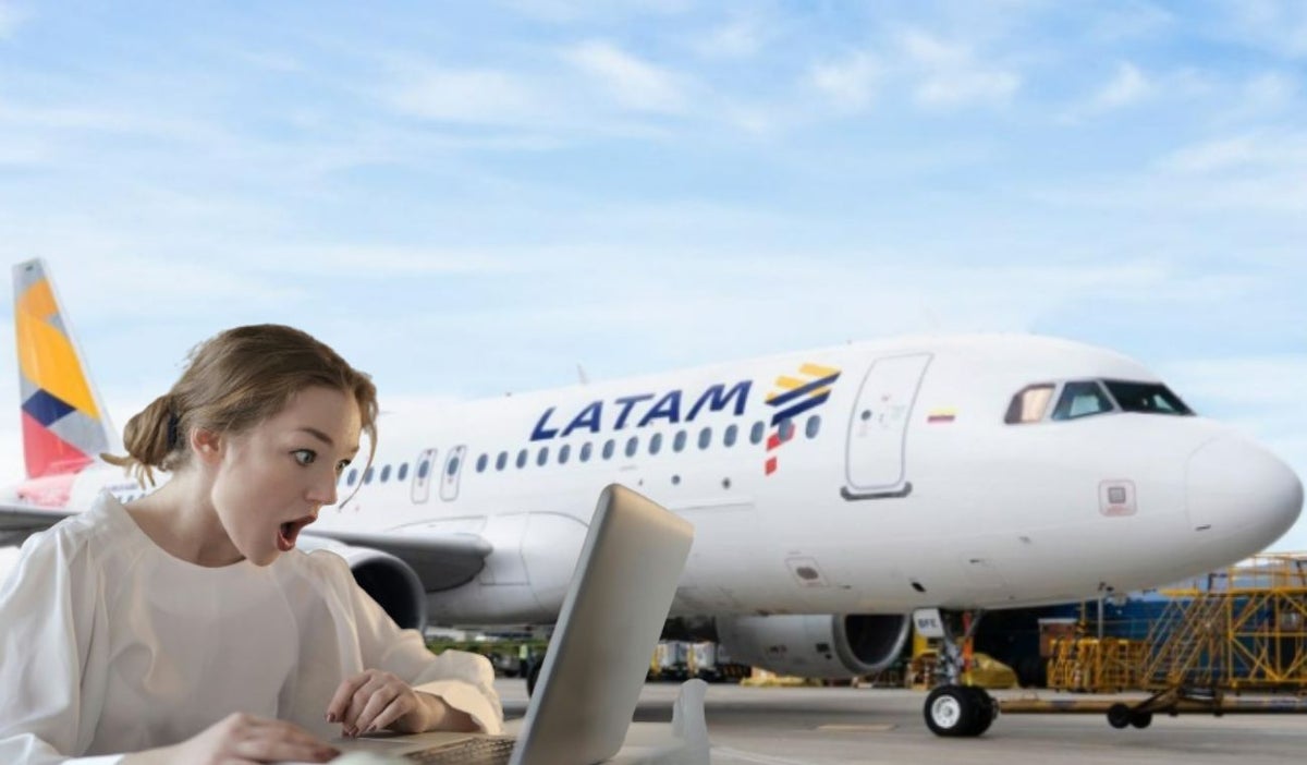 Avión de Latam y persona sorprendida