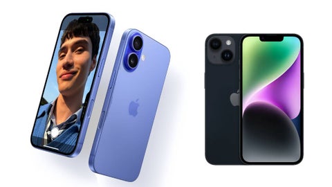 iPhone 16 y un iPhone 14