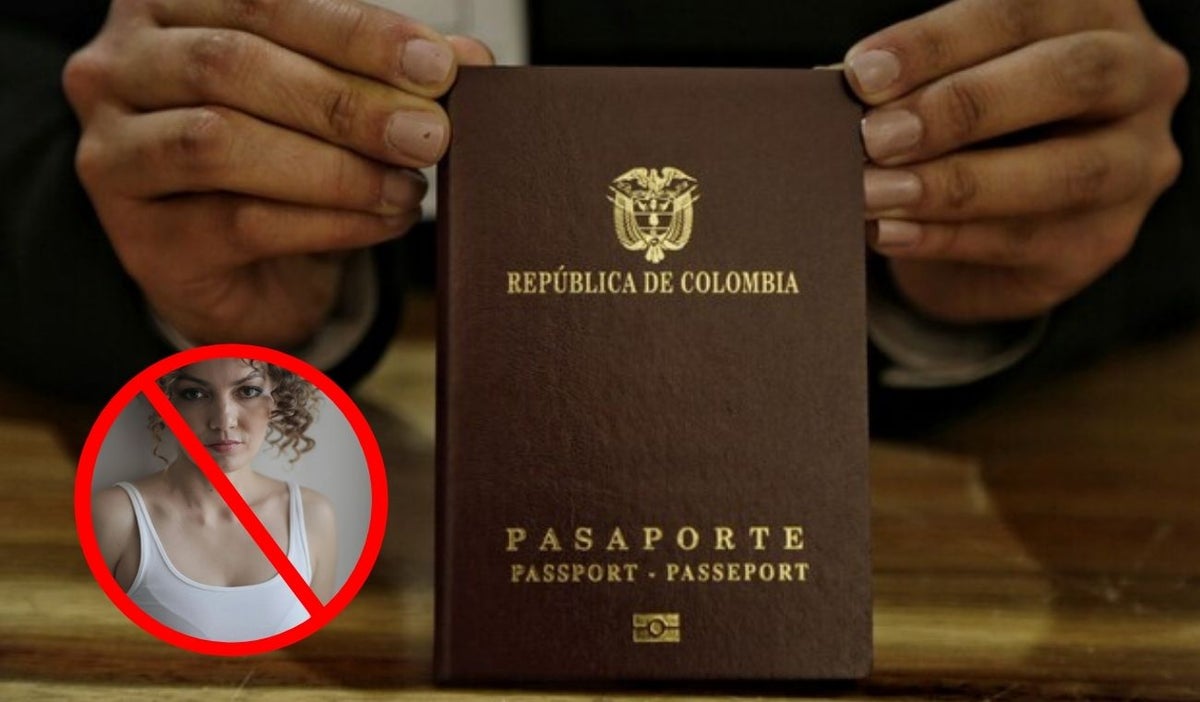 Pasaporte colombiano, mujer con camisa blanca