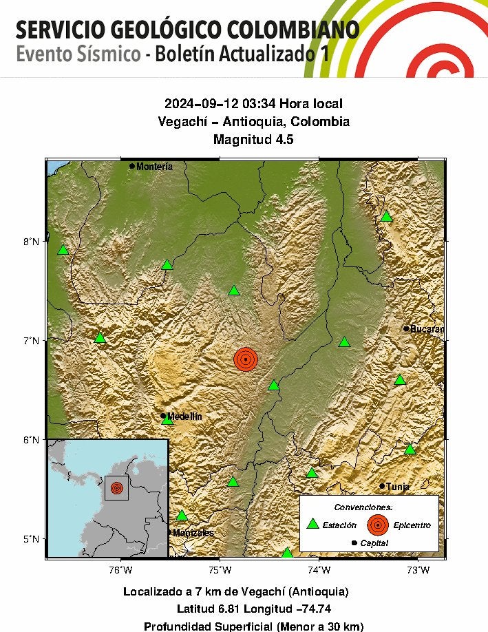 Sismo Vegachí, Antioquia
