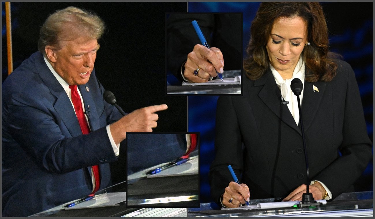 Los bolígrafos de Donald Trump y Kamala Harris