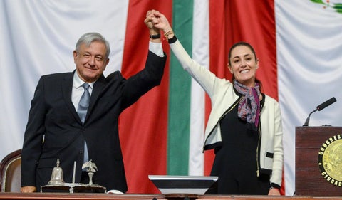 Claudia Sheinbaum y López Obrador
