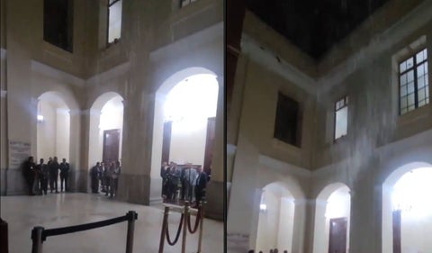 Colapso en Salón Elíptico del Congres por fuertes lluvias