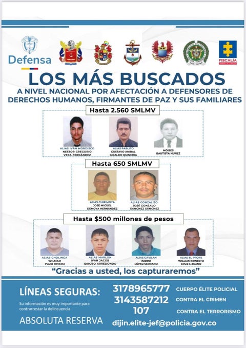 Ofrecen millonaria recompensa por los delincuentes más buscados en el país