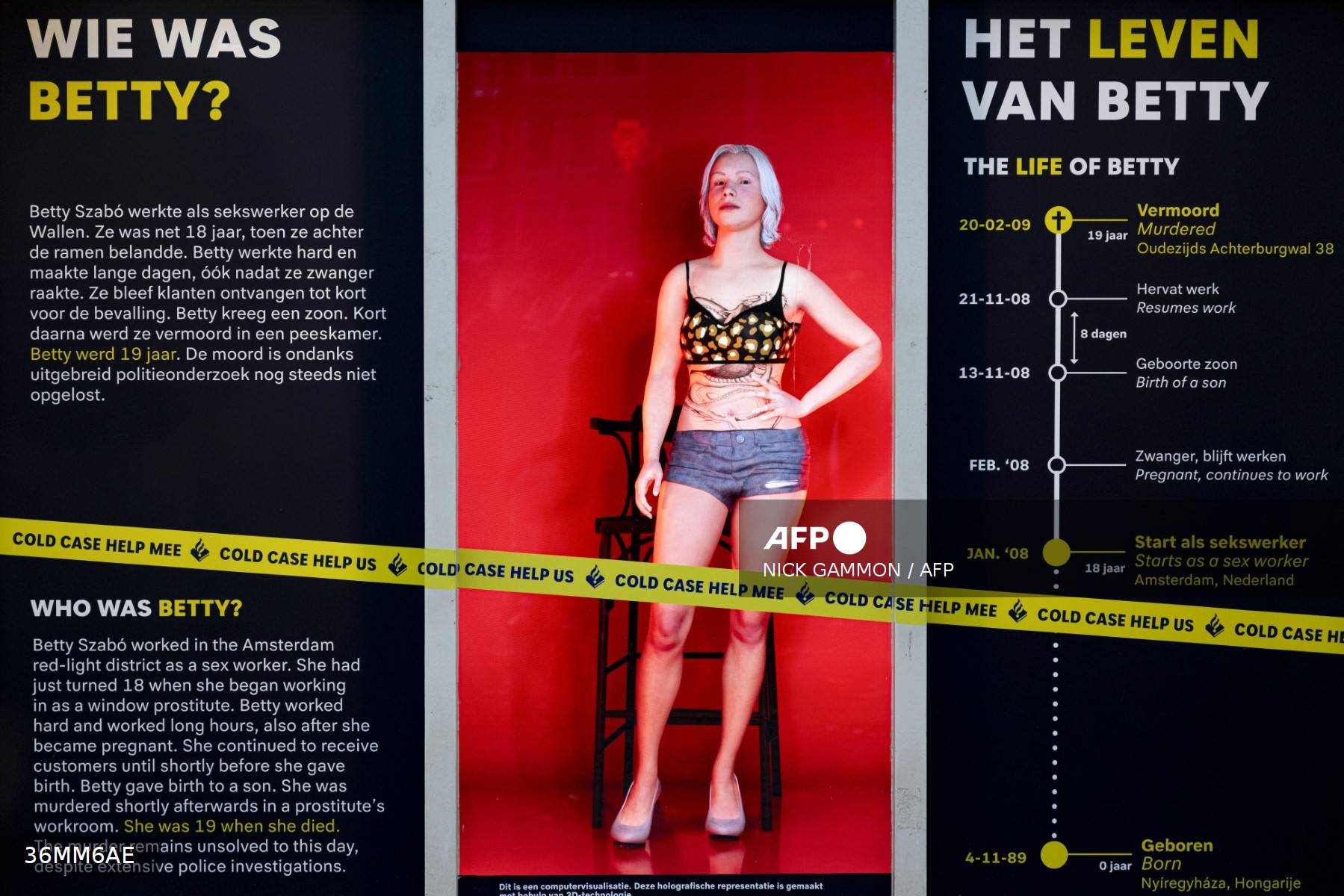 Holograma que representa el asesinato de una prostituta en Ámsterdam