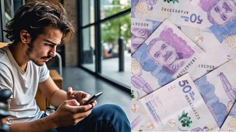 Usuario de celular revisando apps bancarias