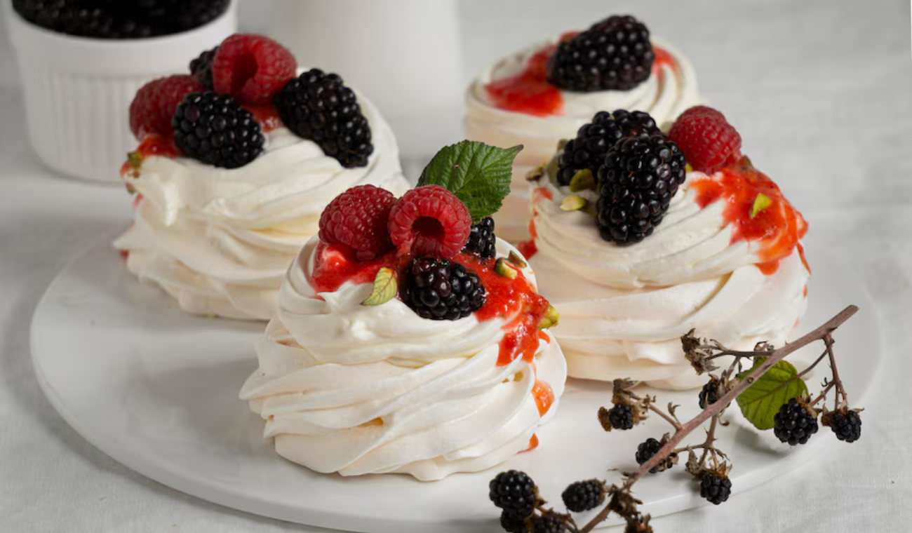receta de mini pavlovas con frutas