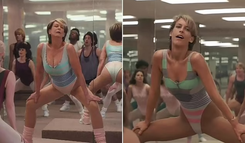 Jamie Lee Curtis revivió su icónica rutina de aeróbicos, 40 años después de grabarla con John Travolta