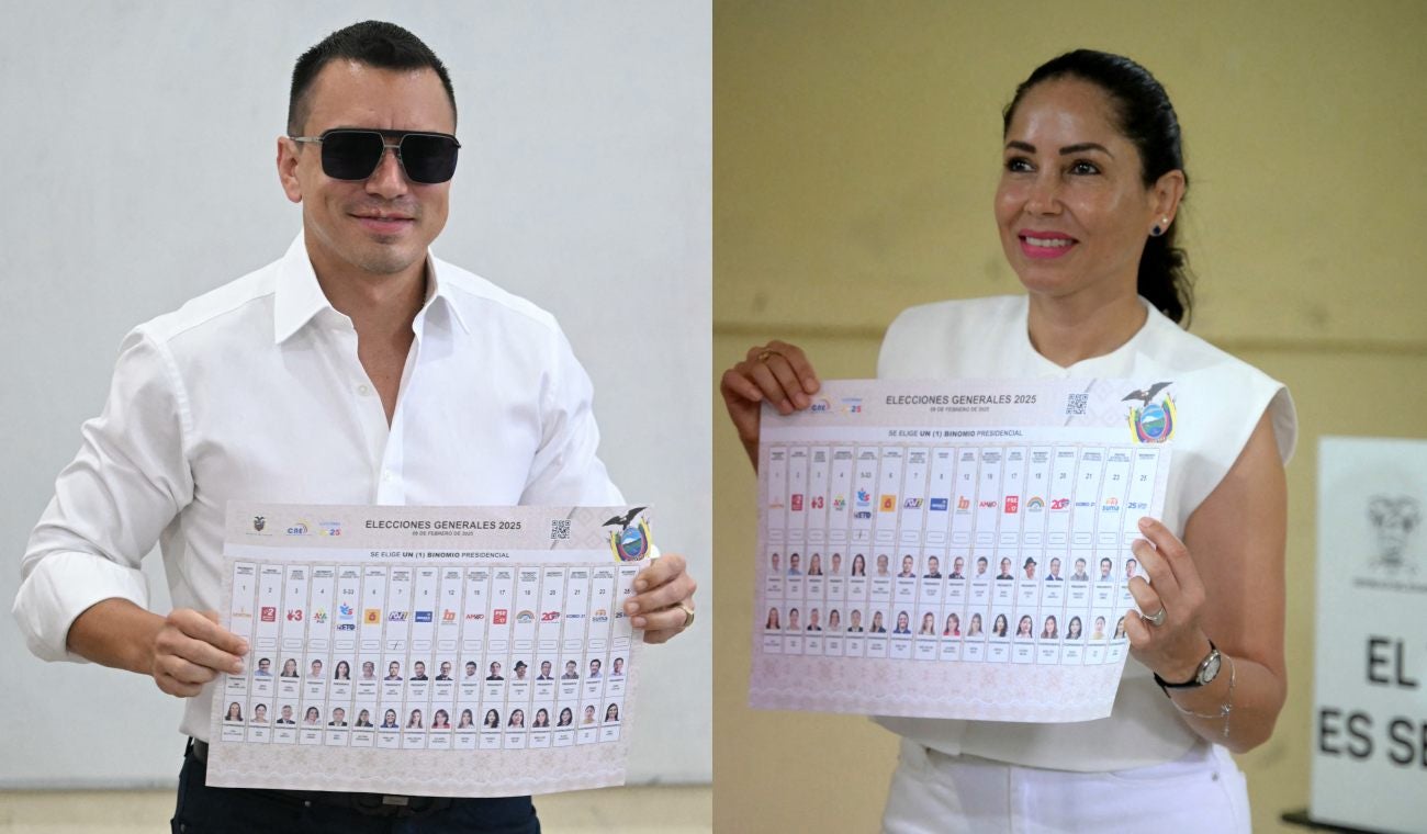 El mandatario Daniel Noboa y su rival por la presidencia de Ecuador, Luisa González
