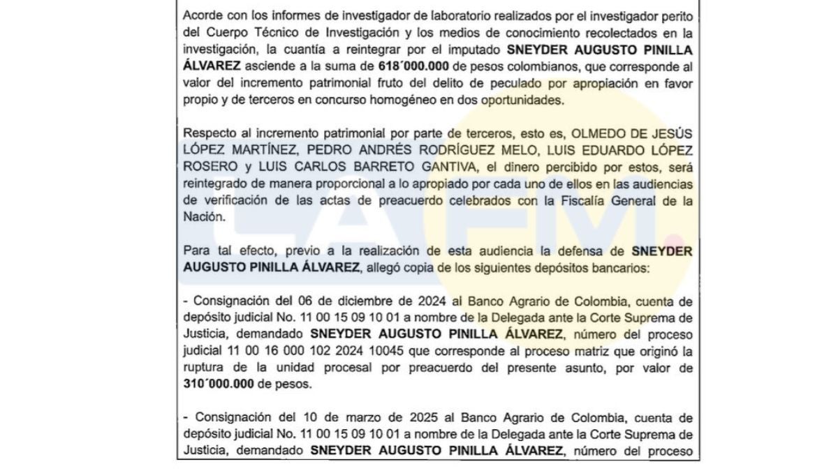 Escrito de Preacuerdo de Sneyder Pinilla con la Fiscalía