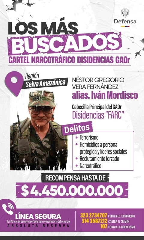 Por Néstor Gregorio Vera Fernández, las autoridades ofrecen recompensa de más de $ 4 mil millones
