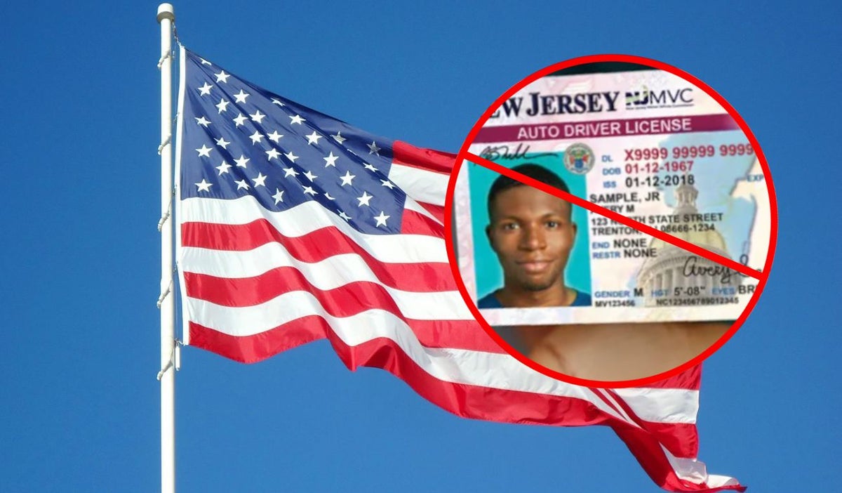 Bandera de Estados Unidos y licencia de conducción