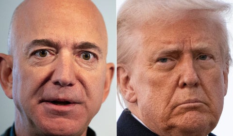 Jeff Bezos, CEO de Amazon, y el presidente Donald Trump