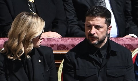 Volodimir Zelenski en el funeral del papa Francisco