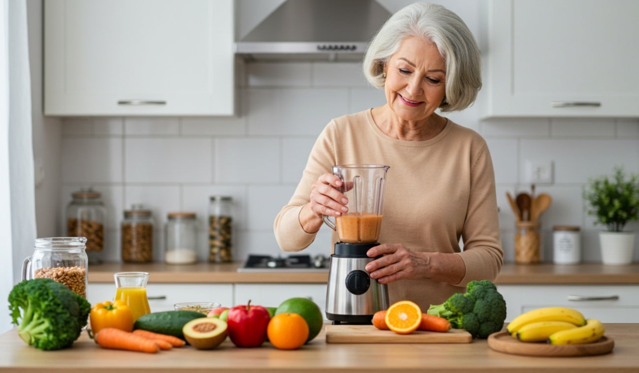 Anciana mantiene una dieta saludable