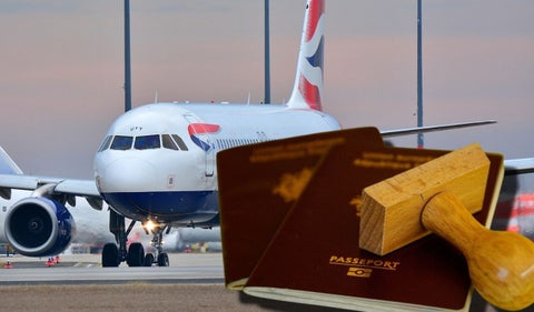 Avión y pasaporte