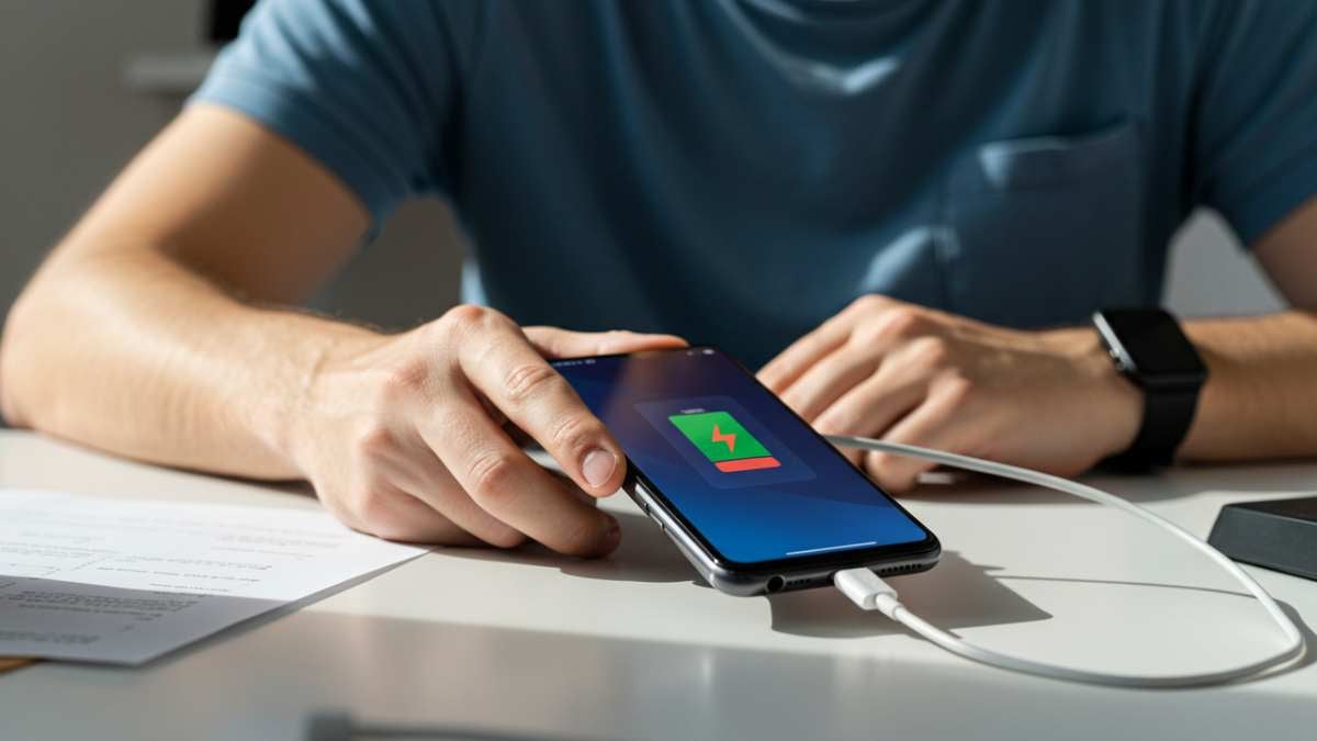 usuario cargando batería del celular