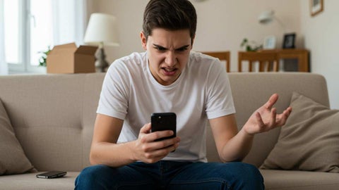 Usuario con un celular dañado