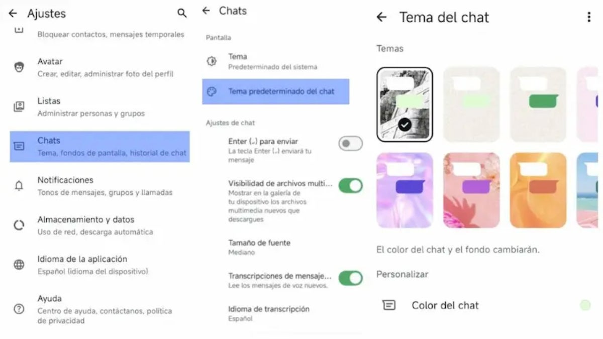 Configuración temas WhatsApp