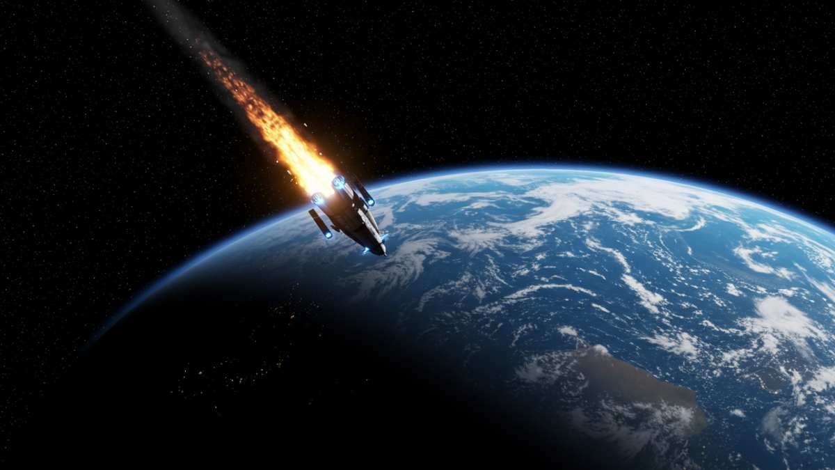 Nave espacial entra a la atmosfera terrestre