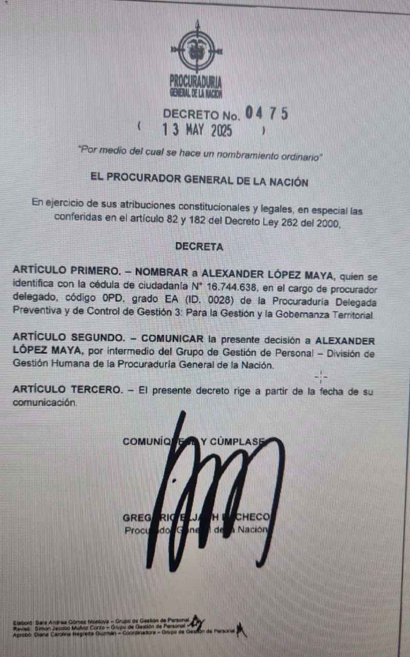Alexander López Maya nuevo procurador delegado territorial