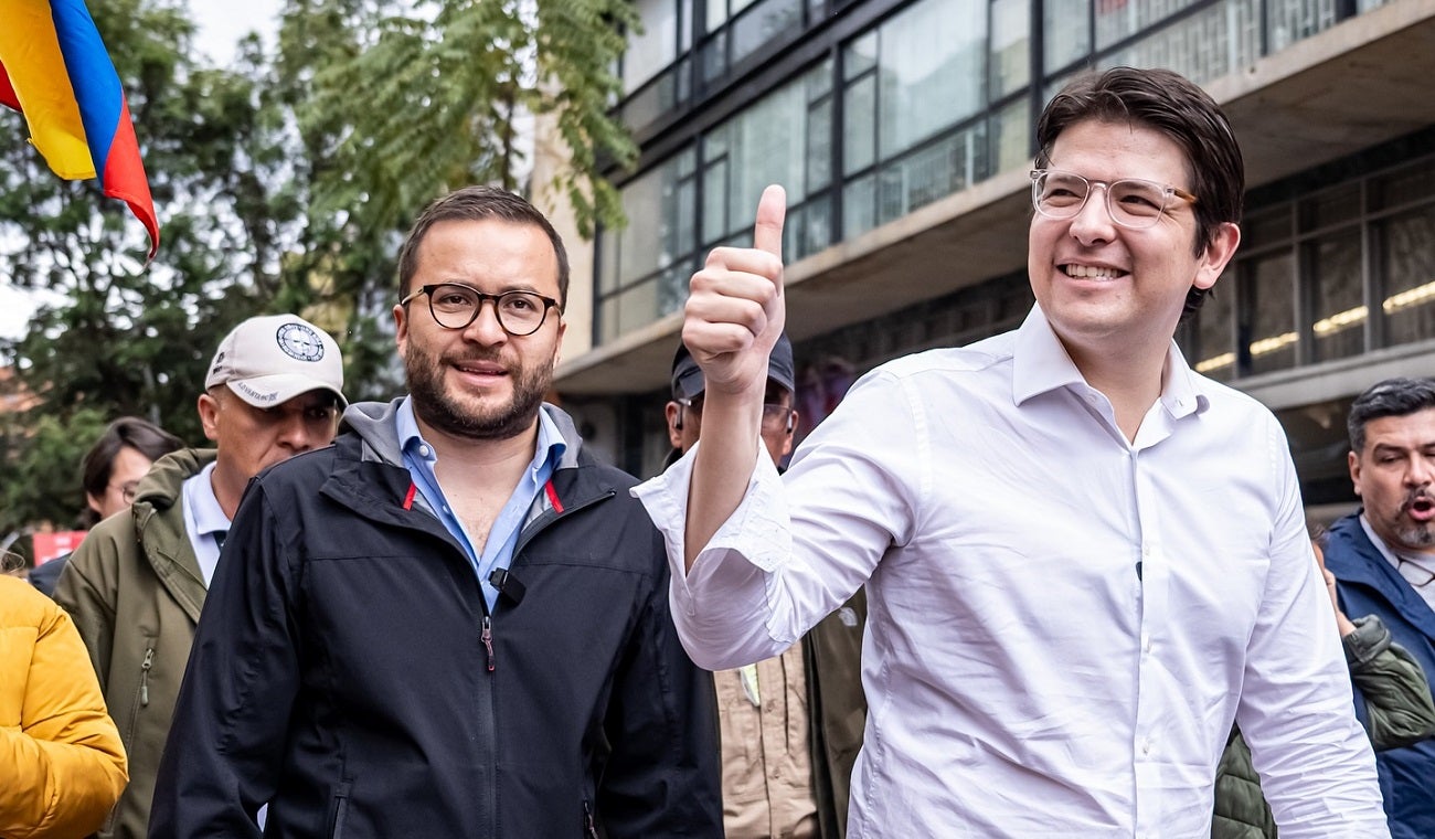 Andrés Barrios y Miguel Uribe Turbay, como el día del atentado