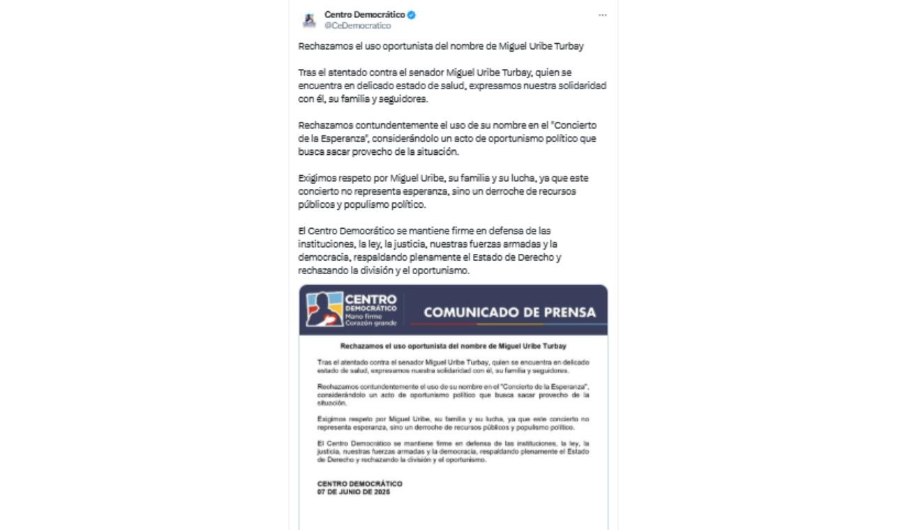 Rechazan uso del nombre de Miguel Uribe en concierto