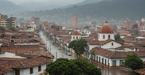Lluvia en una ciudad de Colombia