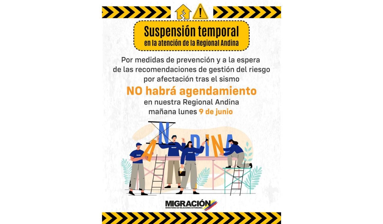 Migración Colombia suspende atención presencial tras sismo