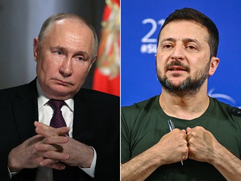 Vladimir Putin y Volodímir Zelenski