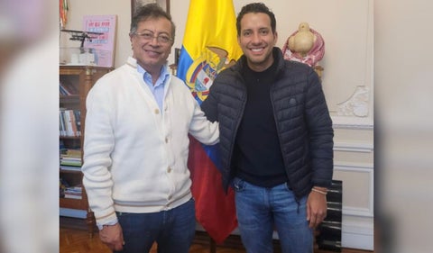 El presidente Gustavo Petro y el representante a la Cámara Julián López, en una reunión en Casa de Nariño