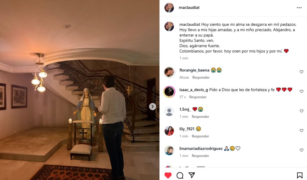 La noticia de la muerte de Miguel Uribe, la confirmó su esposa, María Claudia Tarazona, a través de su cuenta de Instagram. Dejando un mensaje desgarrador