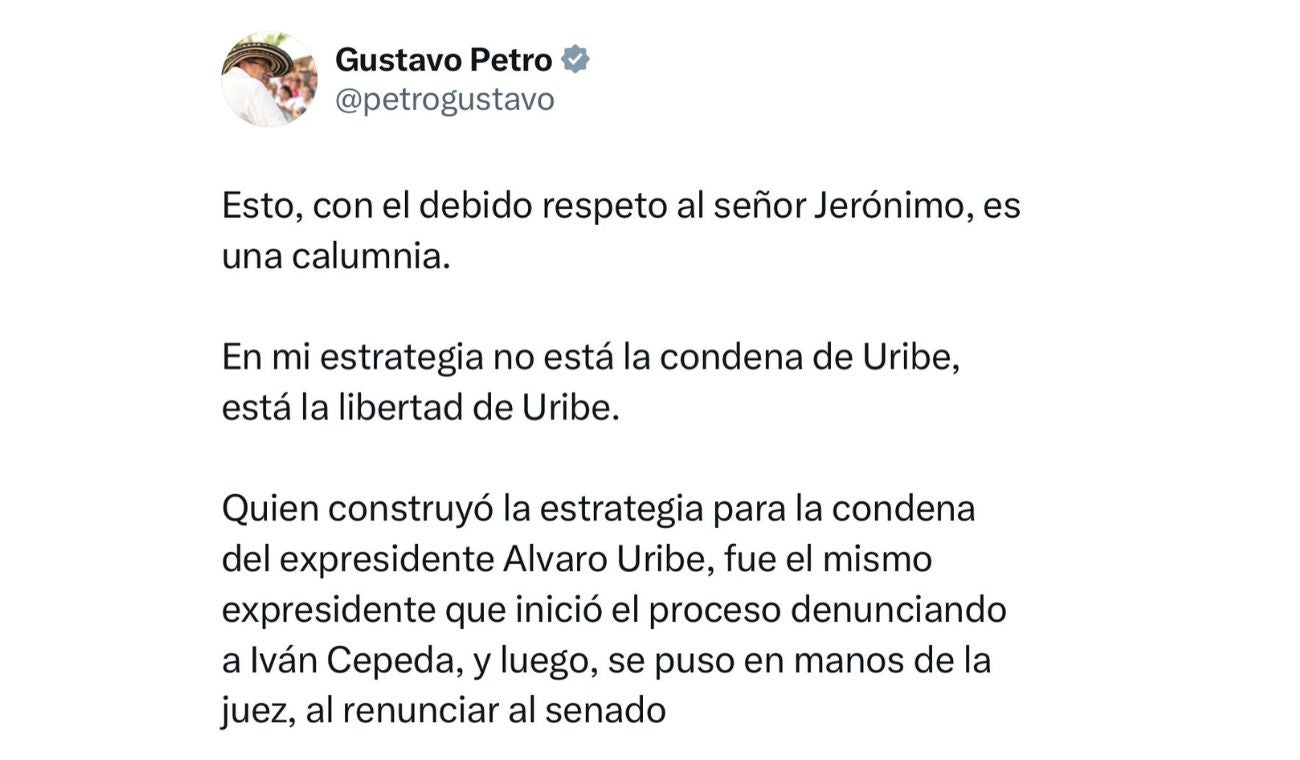 Presidente Petro respondió a señalamientos de Jerónimo Uribe
