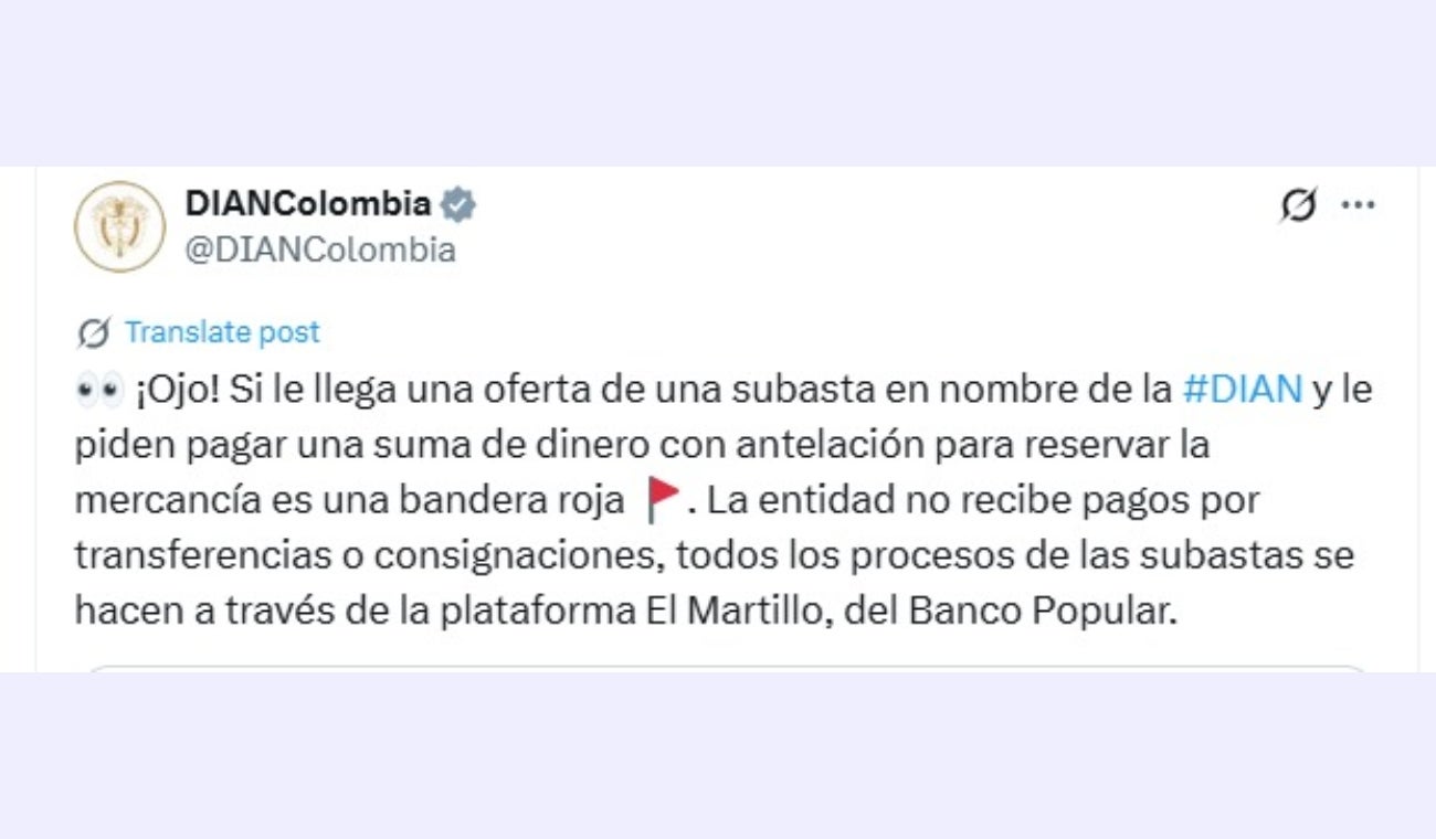 Advertencia de la DIAN
