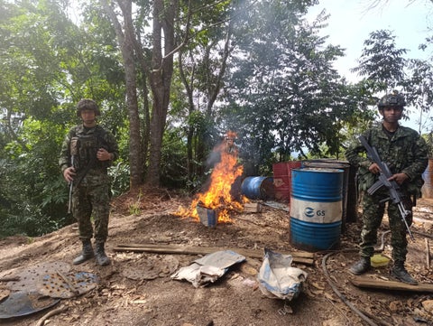 Laboratorio de coca desmantelado en zona rural de Cúcuta