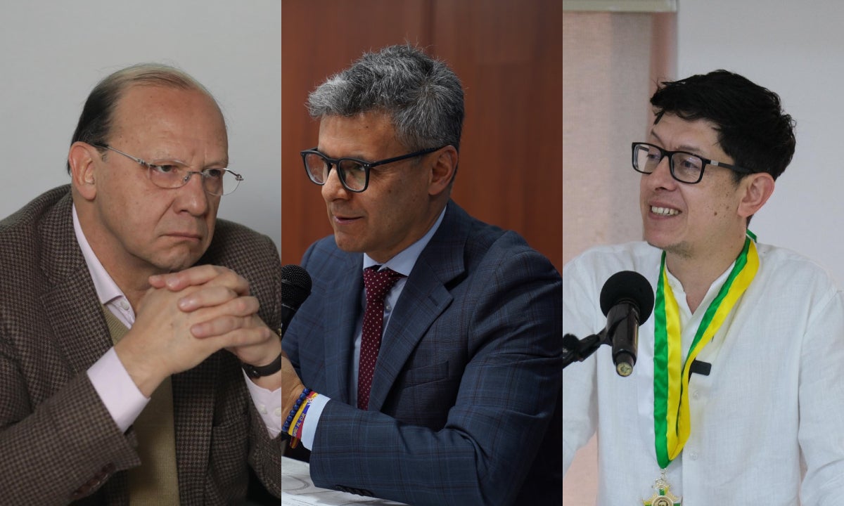 Combo de imágenes de archivo del ministro de Hacienda, Germán Ávila; el presidente del Icetex, Álvaro Urquijo, y el ministro de Educación, Daniel Rojas