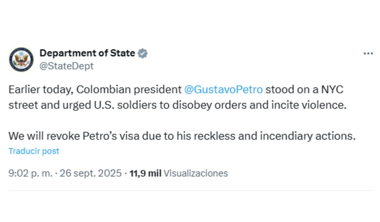 Estados Unidos ordena revocar la visa americana al presidente Gustavo Petro