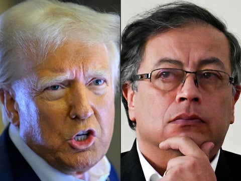 Combo de imágenes de los presidentes Donald Trump, de Estados Unidos, y Gustavo Petro, de Colombia