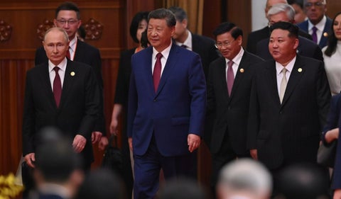 Vladimir Putin, Xi Jinping y Kim Jong Un