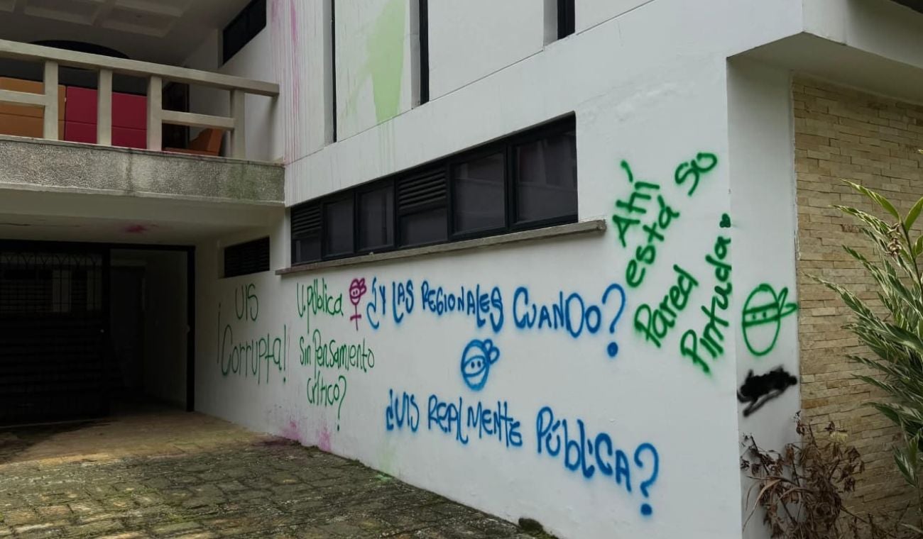 Varios edificios fueron pintados con grafitis y consignas políticas, entre ellos el Instituto de Lenguas.