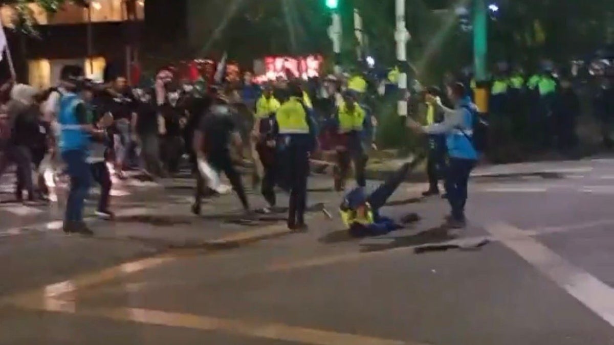 Desmanes en manifestación pro- palestina en Medellín
