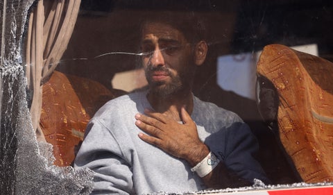 Prisioneros palestinos liberados en Gaza