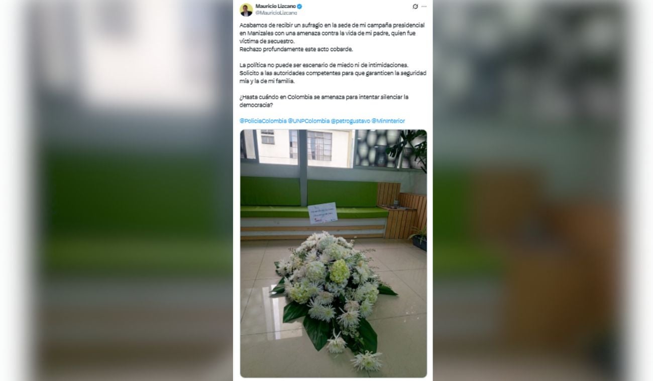 Mauricio Lizcano denuncia amenazas de muerte en una de sus sedes de campaña